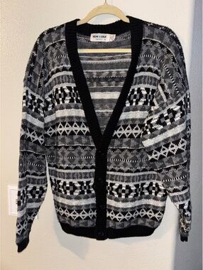 Vintage 90s New Era Aztec Geometric Knit Cardigan M